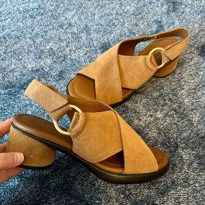 ECCO Women’s Sculpted Lx 35 Brown Suede Heeled Slingback Sandal Size 5.5